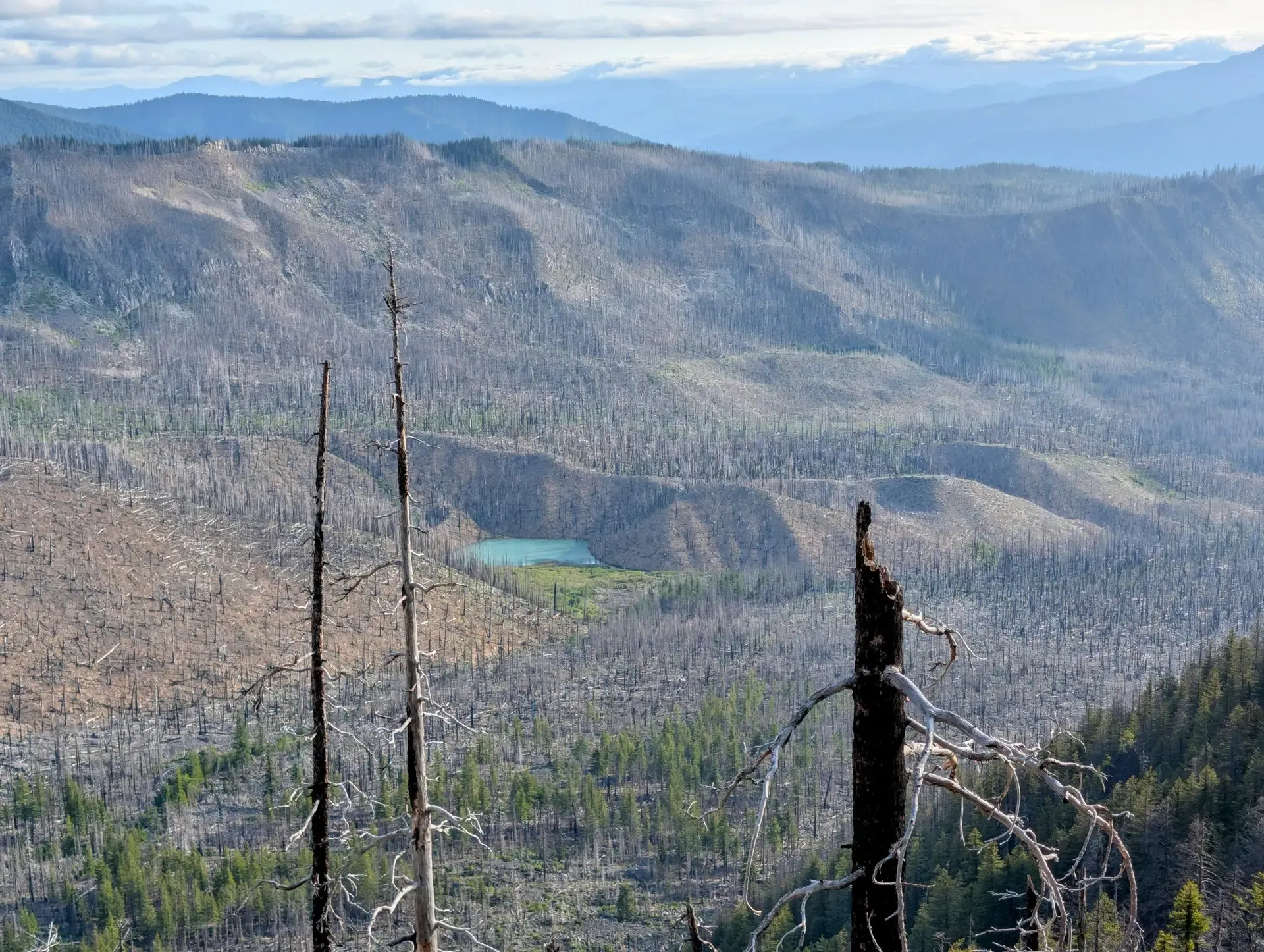 View of the Mount Jefferson wilderness, with a gorgeous lake in the distance
